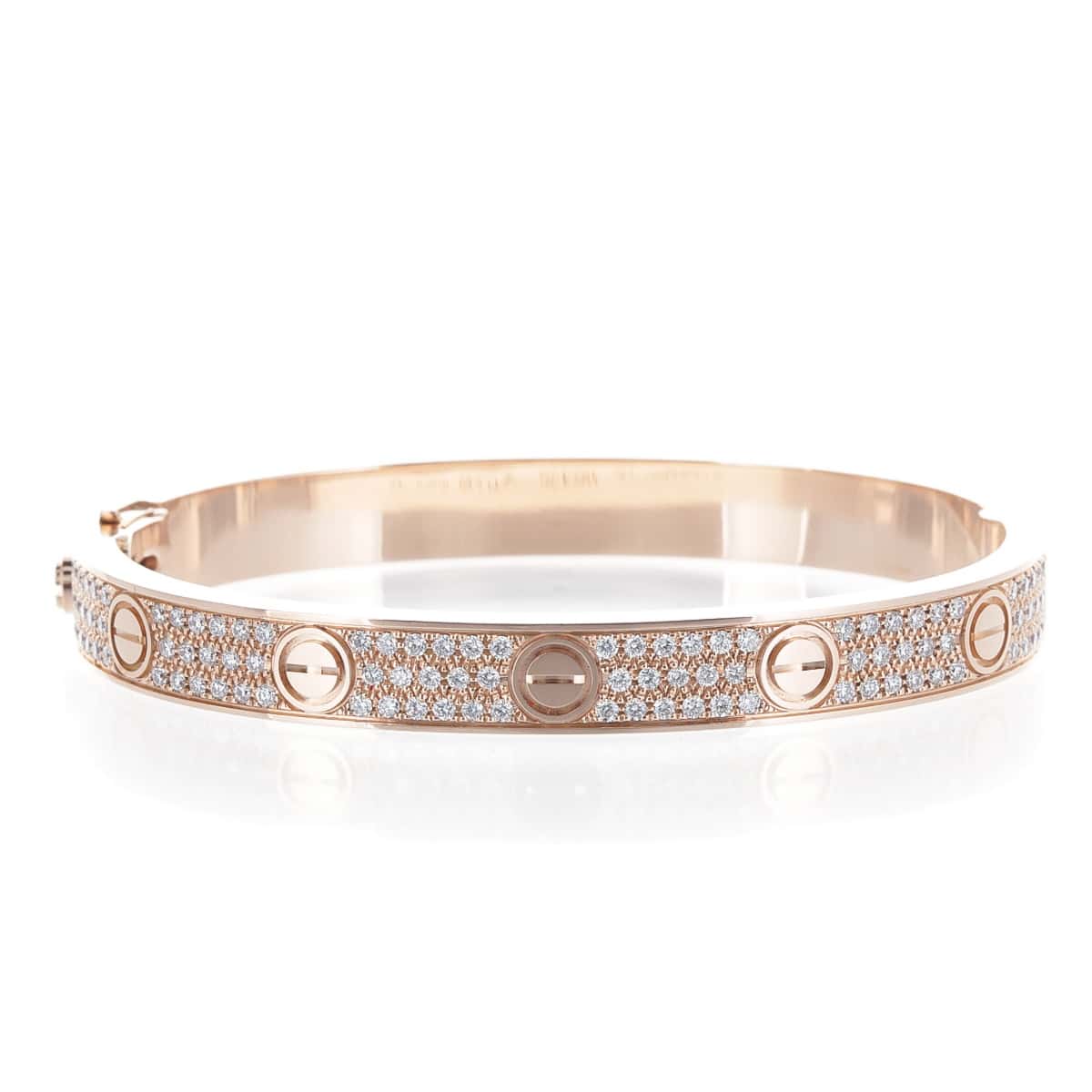 Bracelet Cartier Love Or Rose Pavé Diamants